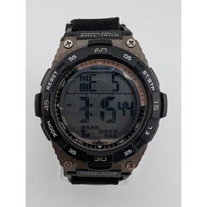 Armitron Pro Sport Digital Watch Men Dual Time Black Nylon Strap- New‎ Battery